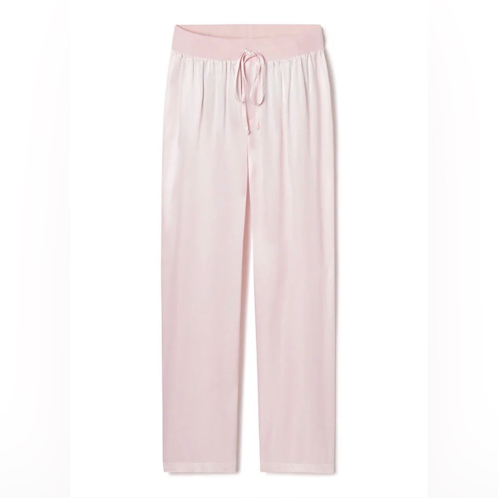 NWOT Light Pink Blush PJ Harlow Jolie Drawstring Lounge Pajama Satin Pants xs